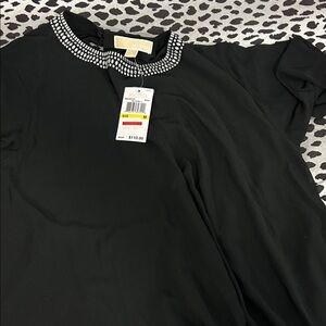 Michael Kors Black Blouse with Embellished Collar